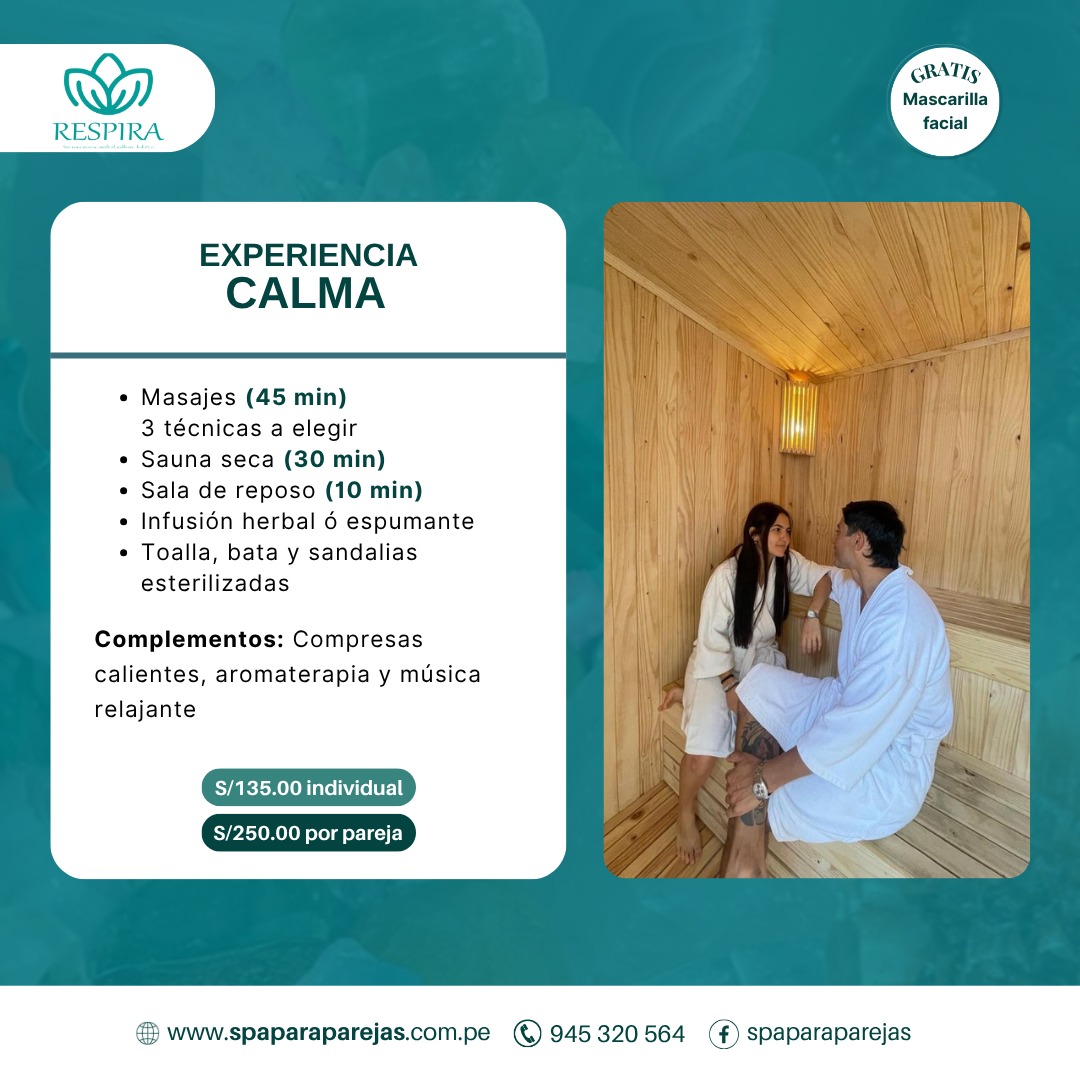 Pareja en un spa relajándose en un baño de vapor.